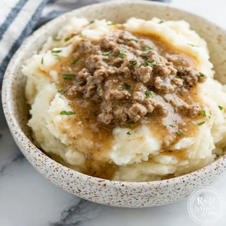 Ground Beef and Gravy Over Creamy Mashed Potatoes Recipe