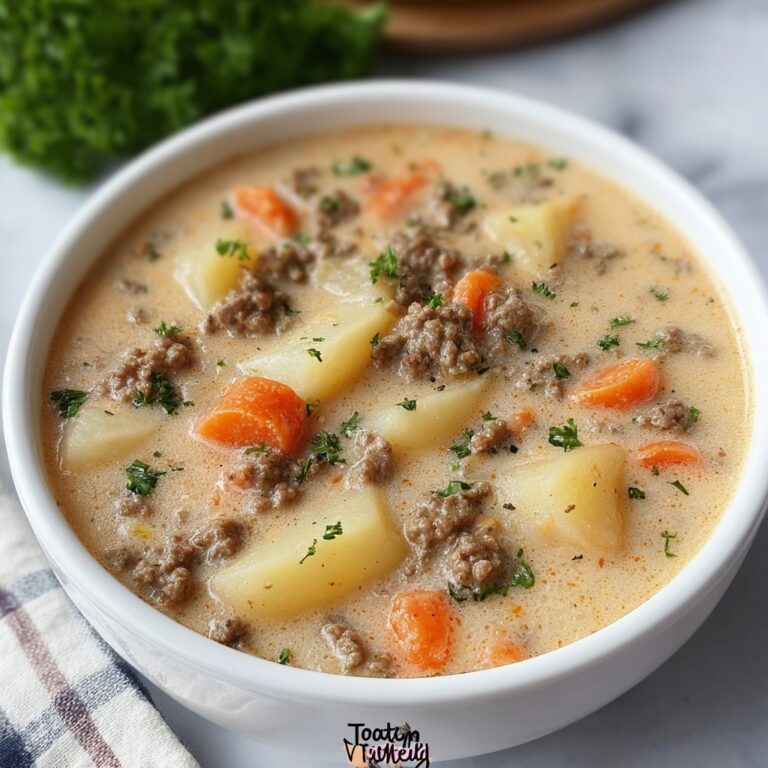Creamy Crockpot Potato and Hamburger Soup Recipe