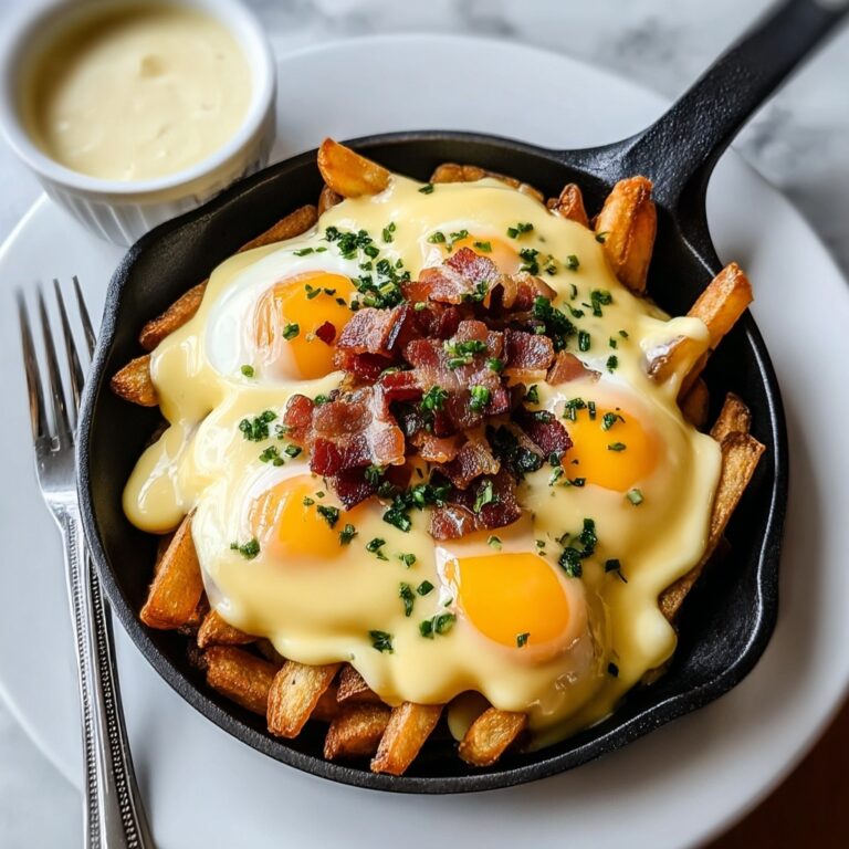 Breakfast Poutine with Hollandaise Sauce and Poached Eggs Recipe