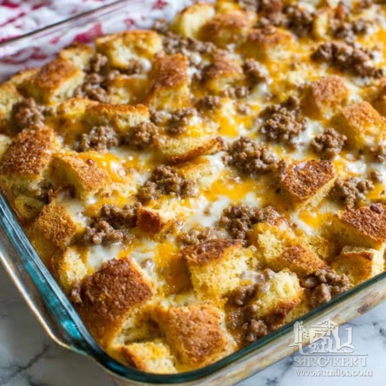 Croissant Breakfast Casserole with Savory Sausage and Cheddar Recipe