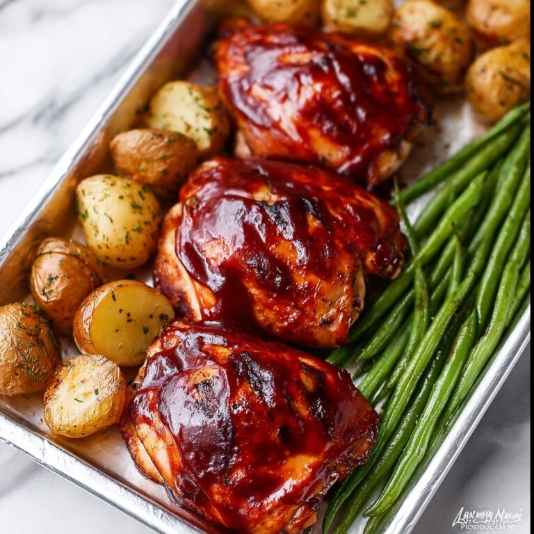 Sheet Pan BBQ Chicken, Potatoes, and Green Beans Recipe