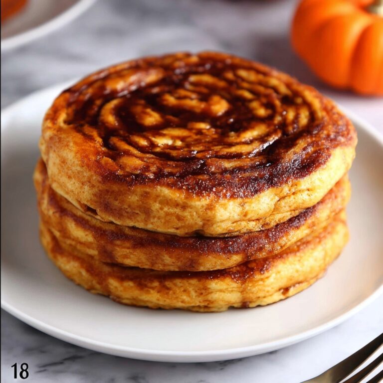 Pumpkin Cinnamon Roll Pancakes with Cream Cheese Glaze Recipe