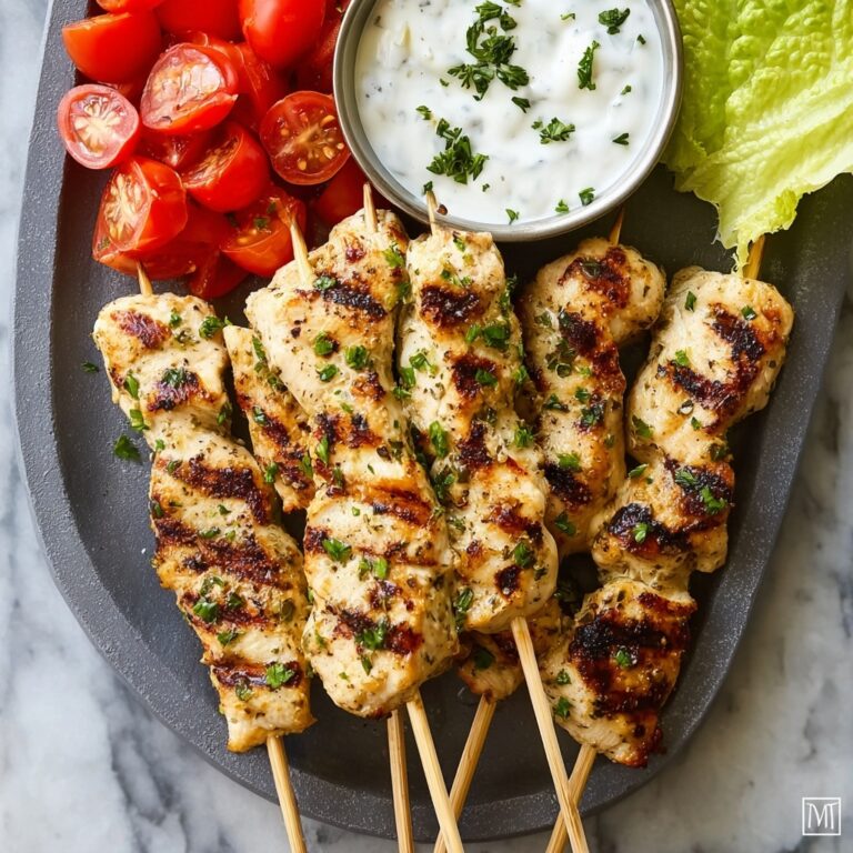 Grilled Chicken Souvlaki with Tzatziki and Fresh Vegetables Recipe