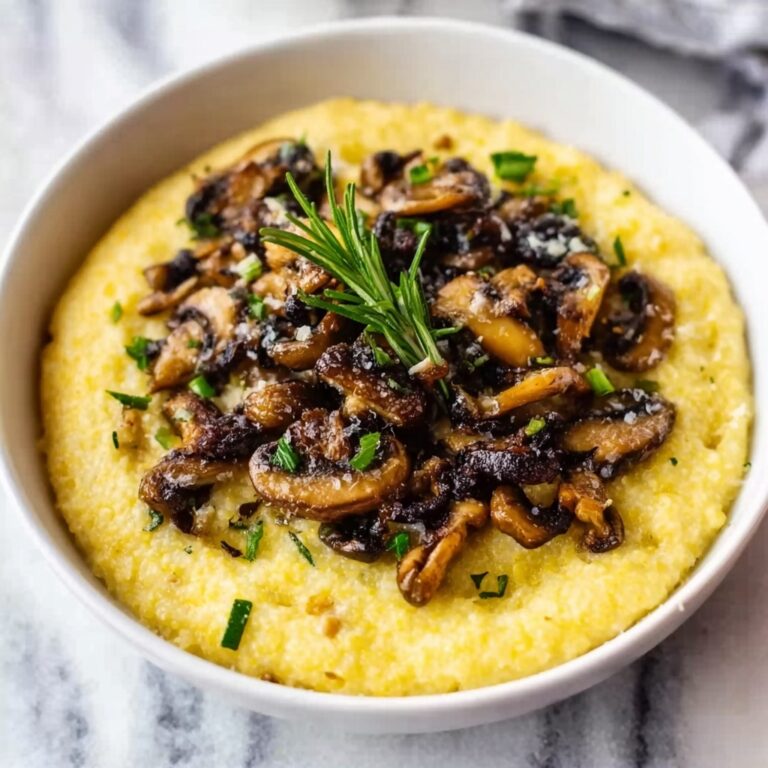 Quick Polenta with Garlic Sauteed Mushrooms Recipe