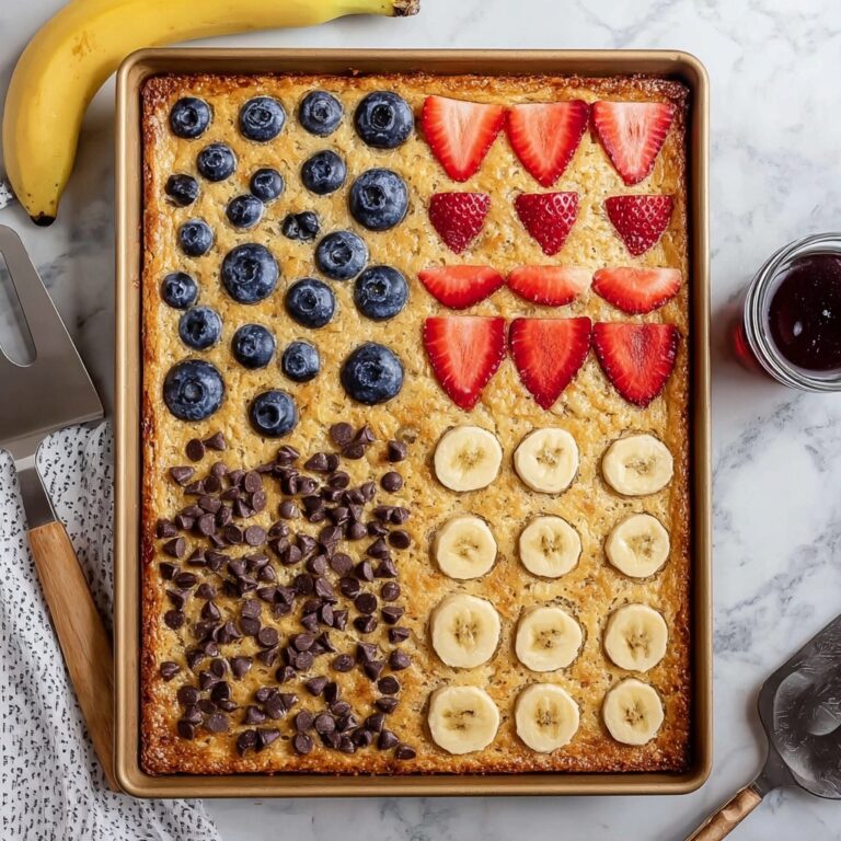 Sweet Sheet Pan Pancakes with Fresh Berries, Bananas, and Chocolate Chips Recipe