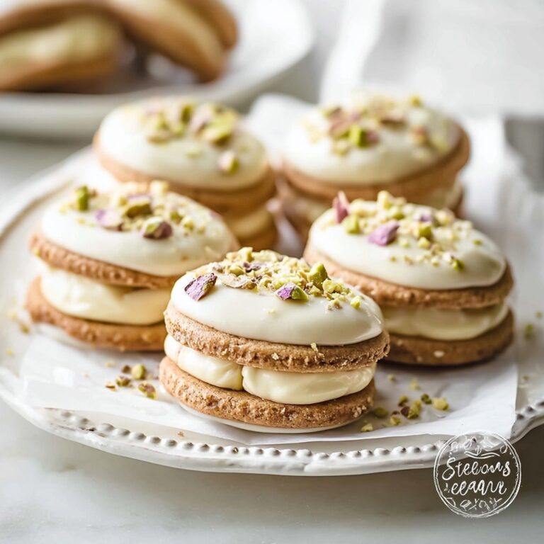 Pistachio Sandwich Cookies with White Chocolate and Rose Petals Recipe