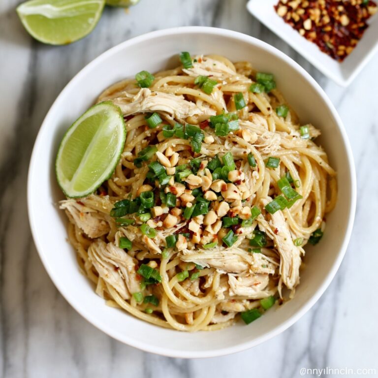 Creamy Coconut Peanut Noodles with Chicken and Vegetables Recipe
