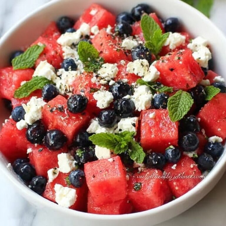 Watermelon Feta Salad with Blueberries and Fresh Herbs Recipe