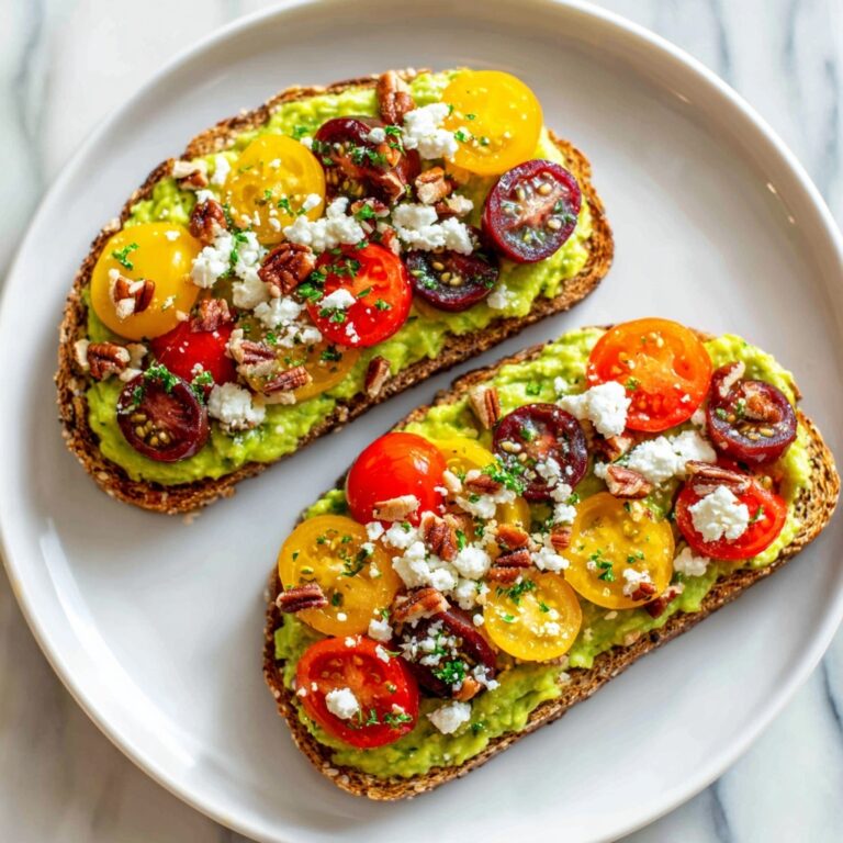 Avocado Toast with Feta, Cherry Tomatoes, Cranberries, and Walnuts Recipe