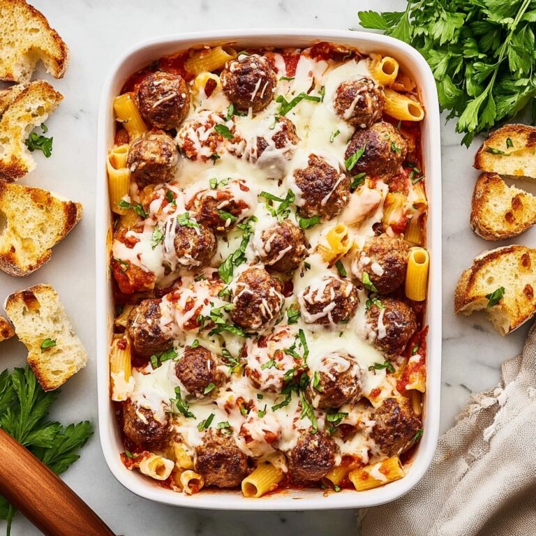 Creamy Meatball Baked Pasta Casserole Recipe