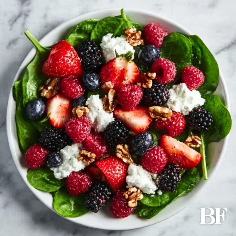 Berry Spinach Salad with Pecans, Feta & Balsamic Glaze Recipe
